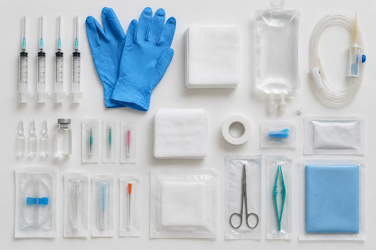 Medical consumables including syringes, gloves and sterile packs